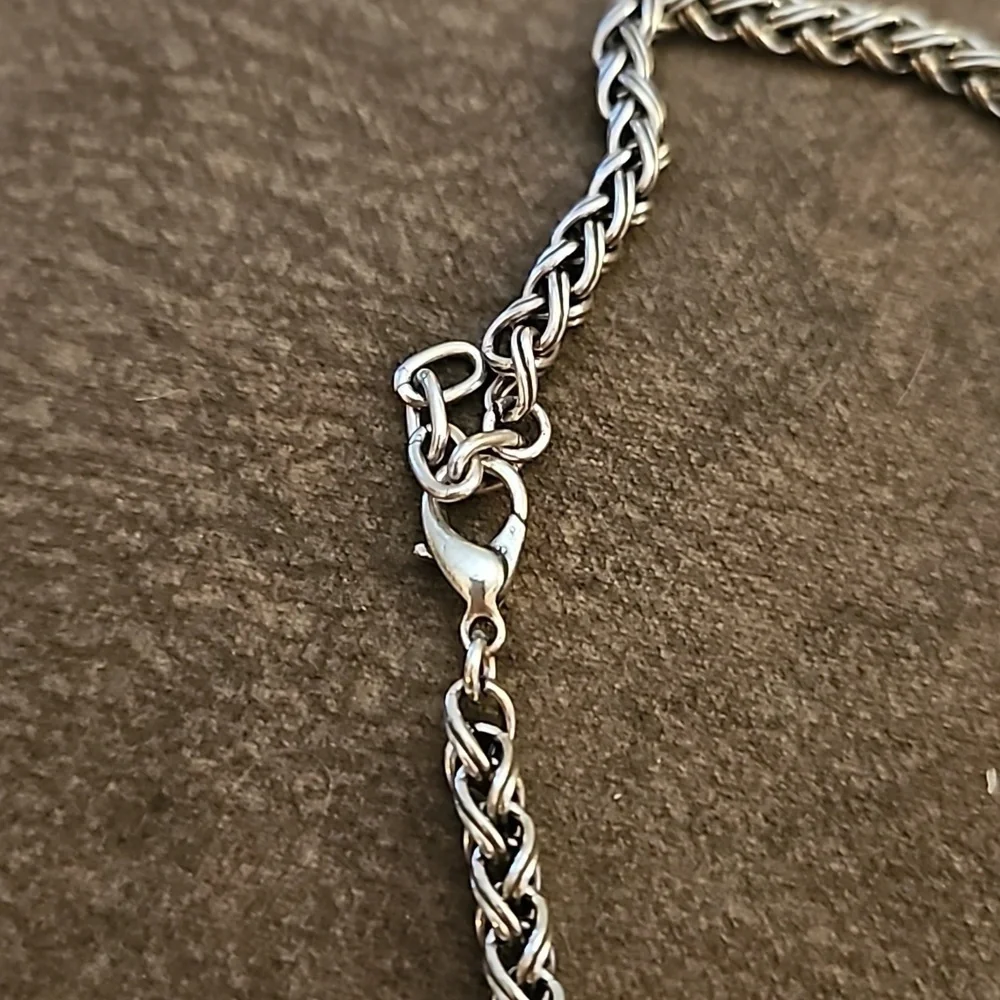 BRIGHTON Silver Plated Deco Lace Scroll Bib Chain Castlecore Necklace